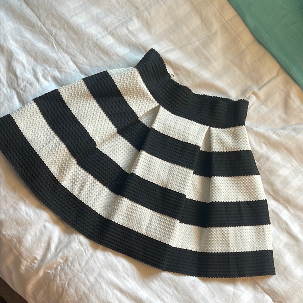 Black and White Striped Women's Skirt